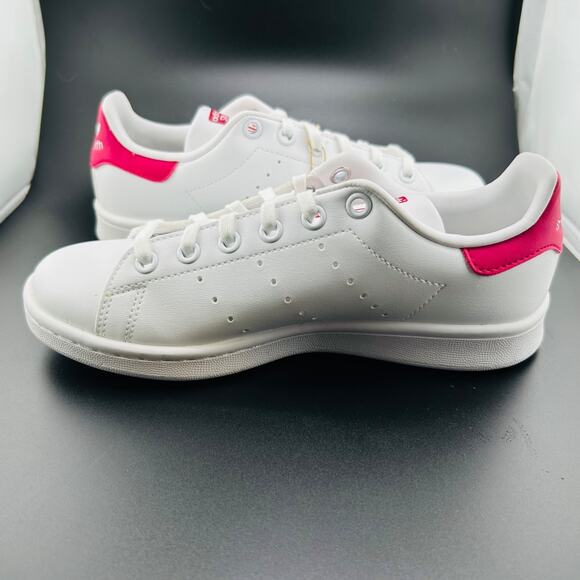 Adidas Stan Smith J Big Kids' Sneakers White Cloud / Bold Pink FX7522 Sz 4 - Picture 6 of 7